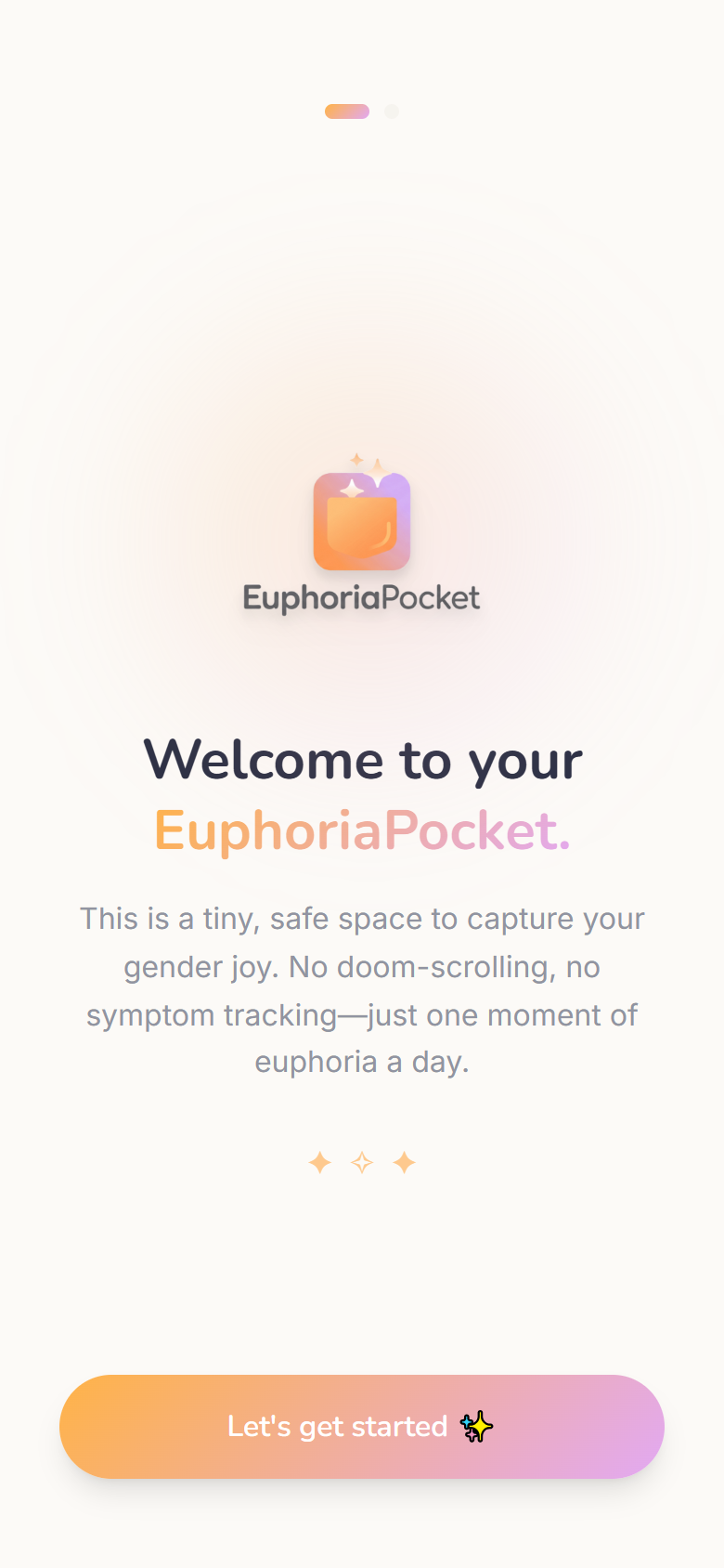 EuphoriaPocket onboarding welcome screen